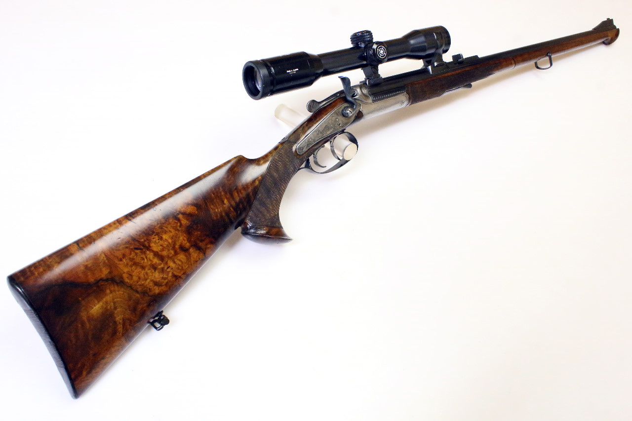 Seitenschloss Hahnkipplaufbüchse - Franz Sodia mit ZF Kahles 4x32 | 5,6x50R Mag